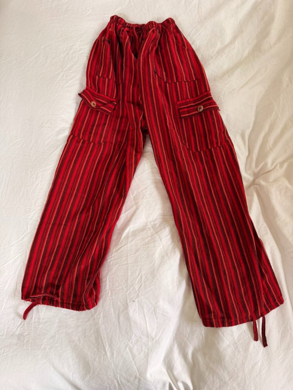 Hippie, Boho handmade striped red pants